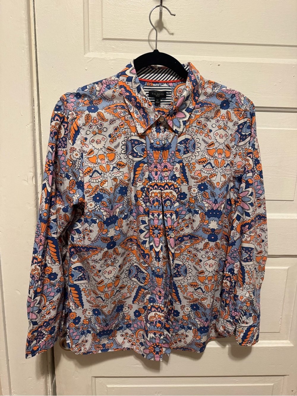 Talbots Multicolor Floral Paisley Button-Down Shirt - Blue/Orange/Pink